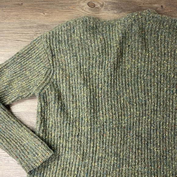 Sundance Merino Wool Blend Green Multi Fleck Ribbed Sweater, size small - Picture 8 of 9